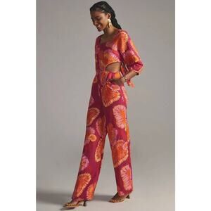 FARM RIO x ANTHROPOLOGIE Tie-Back Cutout Jumpsuit Size Women's Small
